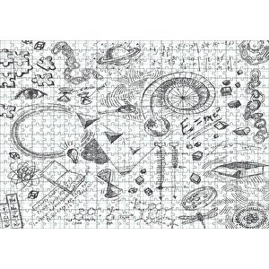 Formüller Bilimsel Çizim Eskizleri Puzzle Yapboz Mdf Ahşap 500 Parça