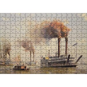 Antika Buharlı Vapurlar Puzzle Yapboz Mdf Ahşap 255 Parça