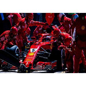 Ferrari F1 Formula 1 Pit Stop Görseli Puzzle Yapboz Mdf Ahşap 255 Parça