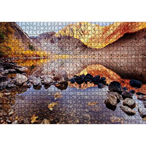 Sonbahar Renkleri Ve Berrak Dağ Gölü Puzzle Yapboz Mdf Ahşap 1000 Parça