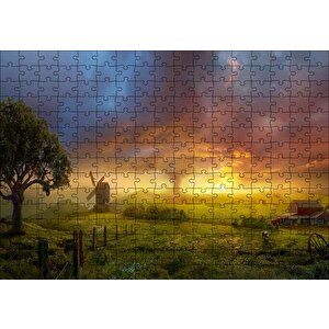 Günbatımı Yeldeğirmeni Ve Hortum Puzzle Yapboz Mdf Ahşap 255 Parça