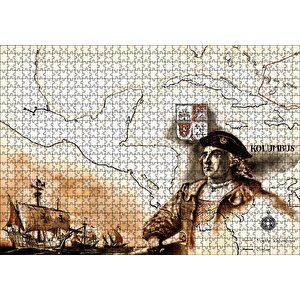 Christopher Columbus Harita Ve Gemiler Puzzle Yapboz Mdf Ahşap 1000 Parça