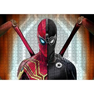Spider Man İki Kostüm Birarada Puzzle Yapboz Mdf Ahşap 500 Parça