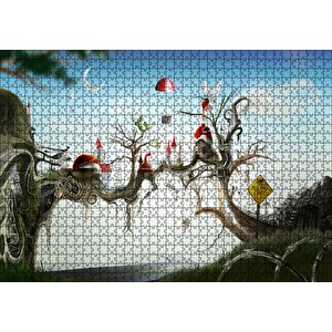 Hayaller Ülkesi Şatolar Arasındaki Köprü Puzzle Yapboz Mdf Ahşap 1000 Parça