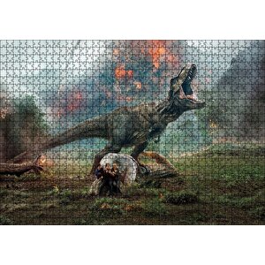 Jurassic World Kayıp Krallık T-rex Ve Yanardağ Puzzle Yapboz Mdf Ahşap 1000 Parça