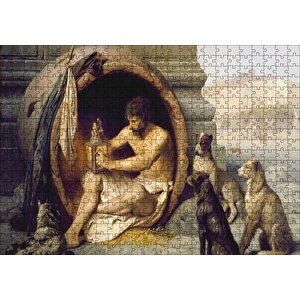 Fıçının İçindeki Diogenes Ve Köpekler Puzzle Yapboz Mdf Ahşap 500 Parça