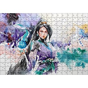 Kadın Savaşçı Suluboya Efekt Puzzle Yapboz Mdf Ahşap 255 Parça