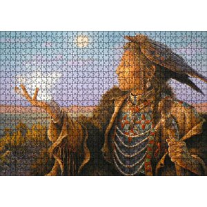 Büyücü Kızılderili Görseli Puzzle Yapboz Mdf Ahşap 1000 Parça