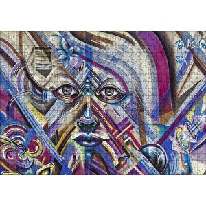 Grafiti Sokak Sanatı Yüz Görseli Puzzle Yapboz Mdf Ahşap 500 Parça