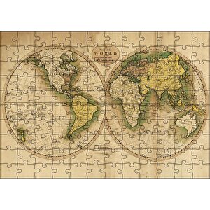 Dünya Haritası Görseli Puzzle Yapboz Mdf Ahşap 120 Parça