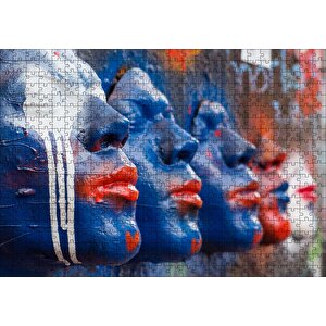 Duvarda Yüz Büstleri Puzzle Yapboz Mdf Ahşap 500 Parça