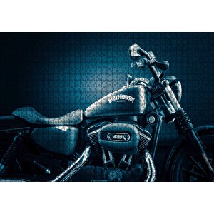 Harley Davidson Siyah Klasik Karanlık Mod Puzzle Yapboz Mdf Ahşap 1000 Parça