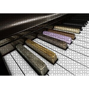 Piyano Tuşları Yakın Çekim Puzzle Yapboz Mdf Ahşap 1000 Parça