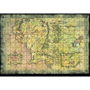Yeşil Renk Mordur Orta Düya Haritası Görseli Puzzle Yapboz Mdf Ahşap 255 Parça