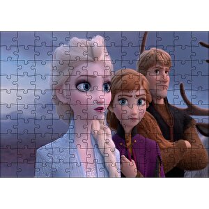 Elsa Anna Ve Kristoff Karlar Ülkesi Görseli Puzzle Yapboz Mdf Ahşap 120 Parça