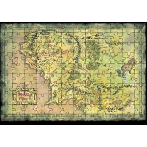 Yeşil Renk Mordur Orta Düya Haritası Görseli Puzzle Yapboz Mdf Ahşap 120 Parça