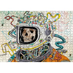 Uzay Kıyafetli Kurukafa Puzzle Yapboz Mdf Ahşap 500 Parça