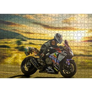 Cakapuzzle  Honda Motosiklet Motosikletçi Görsel Puzzle Yapboz Mdf Ahşap