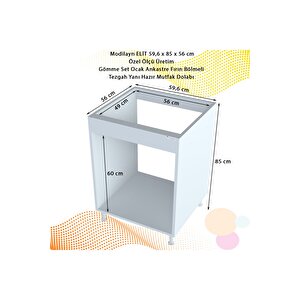 Elit 59,6 X 85 X 56 Cm Gömme Ankastre Ocak Ve Fırın Bölmeli Mutfak Dolabı
