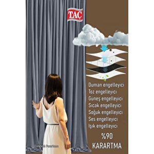 Taç 4 Katmanlı Gri Güneşlik Perde - Toz Önleyici, Ses Yalıtımı, Sıcak Ve Soğuk Yalıtımı