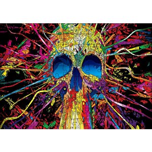 Renkli Şeritlerden Kuru Kafa Puzzle Yapboz Mdf Ahşap 120 Parça