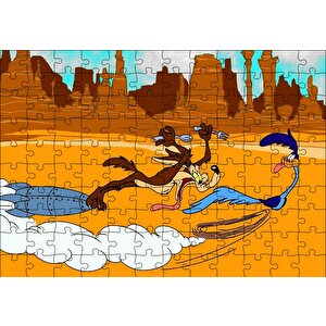 Road Runner Ve Coyote Puzzle Yapboz Mdf Ahşap 120 Parça