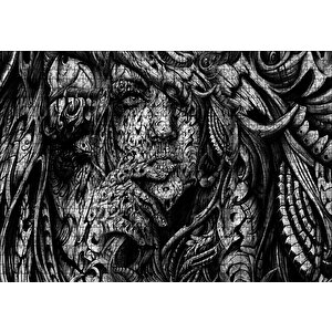 Düşünen Kadın Portresi Metal Gravür Puzzle Yapboz Mdf Ahşap 1000 Parça