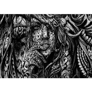 Düşünen Kadın Portresi Metal Gravür Puzzle Yapboz Mdf Ahşap 255 Parça