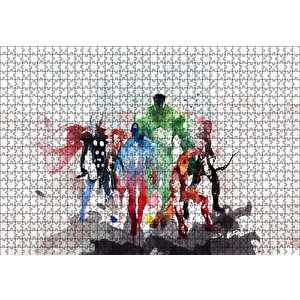 Avengers Tüm Kahramanlar Sulu Boya Puzzle Yapboz Mdf Ahşap 1000 Parça