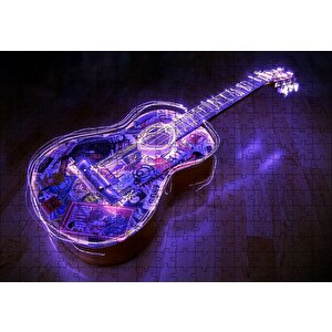 Parkede Klasik Gitar Neon Karışık Desenli Puzzle Yapboz Mdf Ahşap 255 Parça