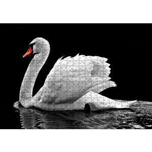 Göldeki Beyaz Kuğu Monochrome Puzzle Yapboz Mdf Ahşap 500 Parça