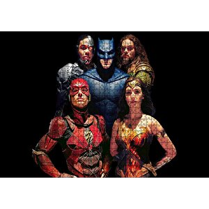 Adelet Ligi Batman Superman Wonder Woman Flash Ve Aquaman Görseli Puzzle Yapboz Mdf Ahşap 1000 Parça