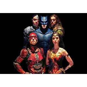 Adelet Ligi Batman Superman Wonder Woman Flash Ve Aquaman Görseli Puzzle Yapboz Mdf Ahşap 120 Parça