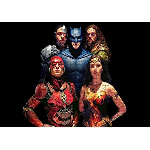 Adelet Ligi Batman Superman Wonder Woman Flash Ve Aquaman Görseli Puzzle Yapboz Mdf Ahşap 255 Parça
