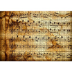 Eski Lekeli Kağıtta Notalar Ve Ritimler Puzzle Yapboz Mdf Ahşap 1000 Parça
