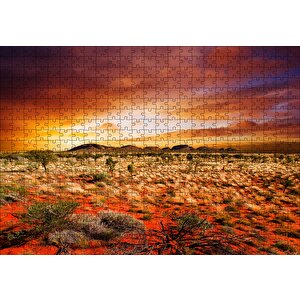 Cakapuzzle  Orta Avustralya Çölde Günbatımı Puzzle Yapboz Mdf Ahşap