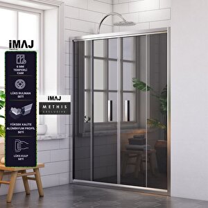 Methis Füme Cam Orta Açılır 2 Sabit 2 Sürgü Duşakabin 197 - H:190 Cm 197 cm