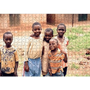 Yoksul Ama Mutlu Afrikalı Çocuklar Puzzle Yapboz Mdf Ahşap 500 Parça