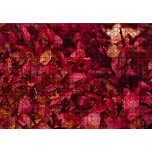Kızıl Sonbahar Yaprakları Puzzle Yapboz Mdf Ahşap 1000 Parça
