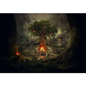 Korkunç Ağaç Ve Yalnız Adam Puzzle Yapboz Mdf Ahşap 120 Parça