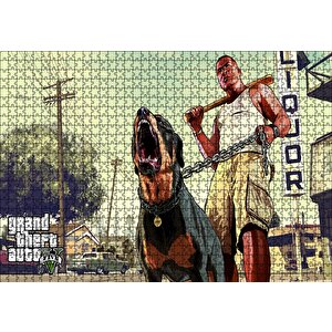 Gta 5 Franklin Ve Chop Puzzle Yapboz Mdf Ahşap 1000 Parça