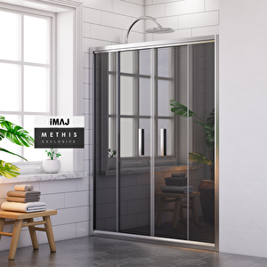 Methis Füme Cam Orta Açılır 2 Sabit 2 Sürgü Duşakabin 198 - H:190 Cm 198 cm