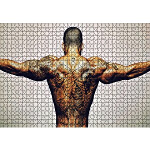 Dövmeli Adam Ve Kasları Puzzle Yapboz Mdf Ahşap 1000 Parça