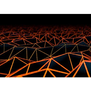 Turuncu Üçgenlerden Oluşan 3d Yüzey Puzzle Yapboz Mdf Ahşap 120 Parça