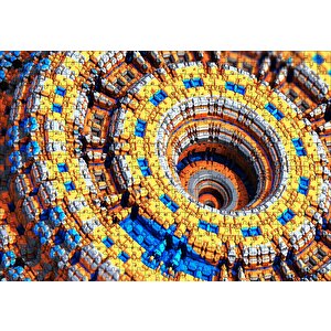 Cakapuzzle  Renkli Daireler Bloklar Sarmal Kompleks Puzzle Yapboz Mdf Ahşap