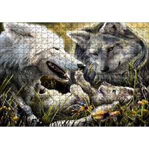 Kurt Ailesi Görseli Puzzle Yapboz Mdf Ahşap 500 Parça