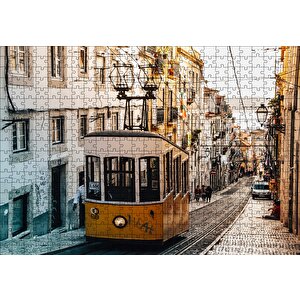 Dar Sokaktaki Tramvay Puzzle Yapboz Mdf Ahşap 500 Parça