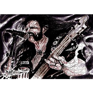 Motörhead Lemmy Kilmister Elektrogitar Karikatürize Çizim Puzzle Yapboz Mdf Ahşap 500 Parça