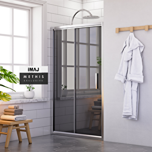 Methis Füme Cam İki Duvar Arası 1 Sabit 1 Sürgü Duşakabin 112 - H:190 Cm 112 cm