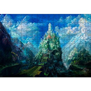 Fantastik Kule Şehir Ve Bulutlar Puzzle Yapboz Mdf Ahşap 255 Parça